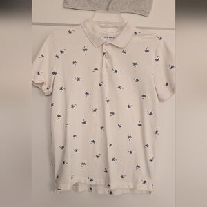 Old Navy Cream Palm Print Boy's Polo Shirt